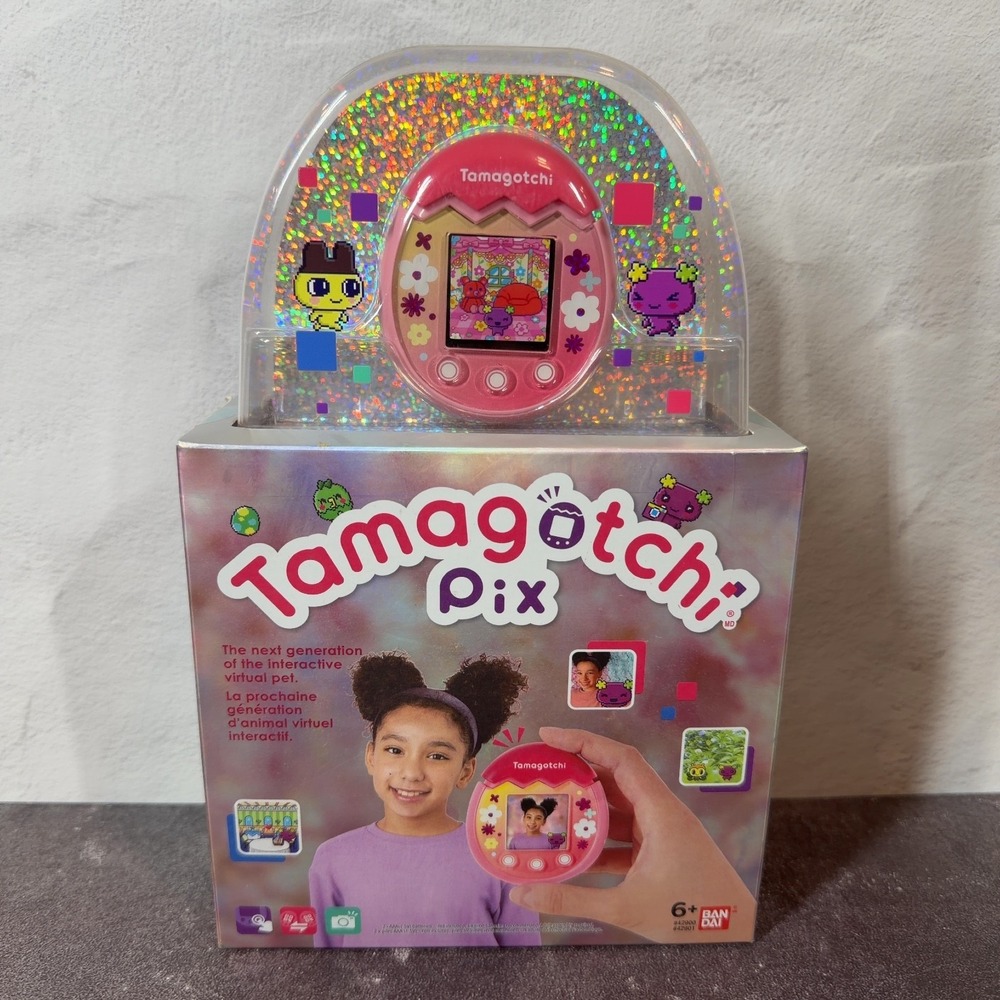 Bandai Tamagotchi Pix Virtual Pet Floral Pink with Camera 42901